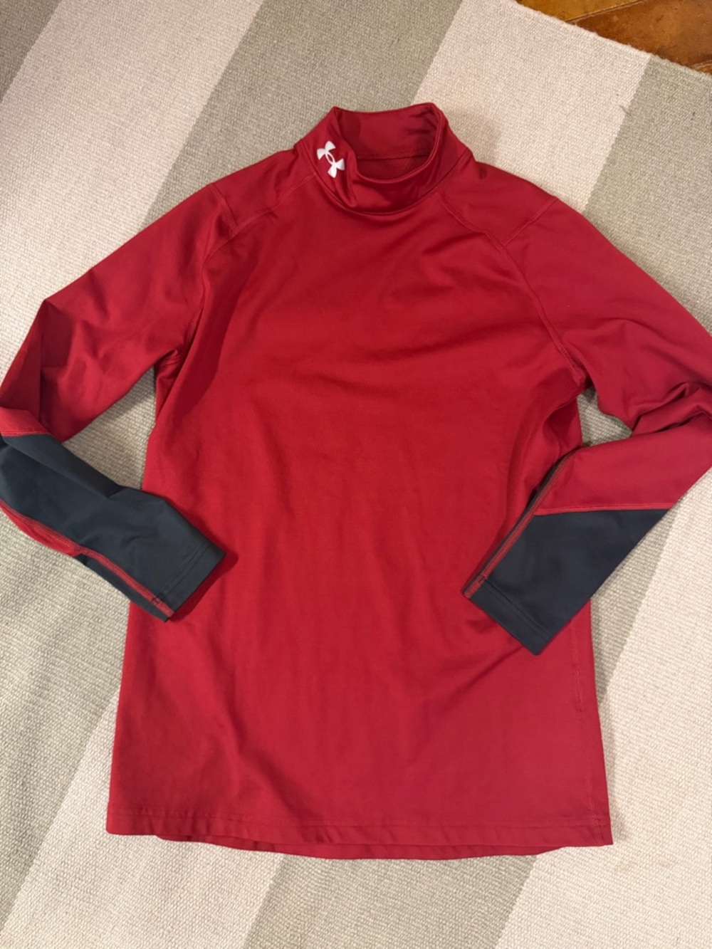 Under Armour Men’s Red Turtleneck Performance Top with Black Sleeve Panels